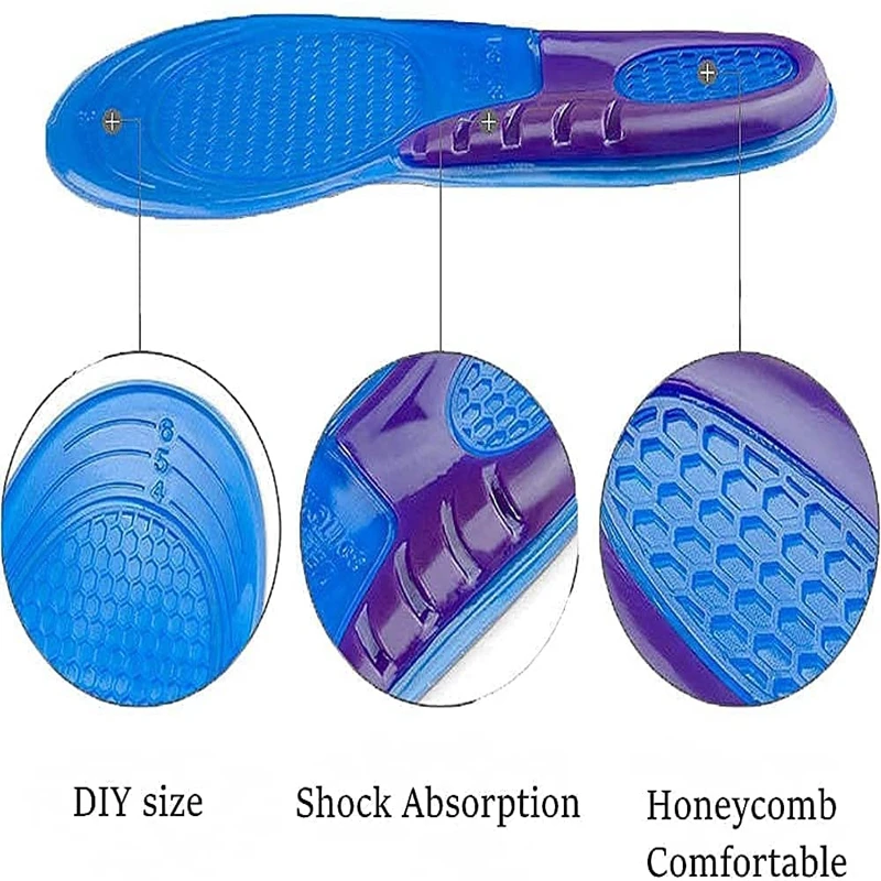 

1 Pair Orthotic Arch Support and Foot Pain Massaging Silicone Gel Soft Sport Shoe Insole Pad for Man Women Insoles Anti-Shock