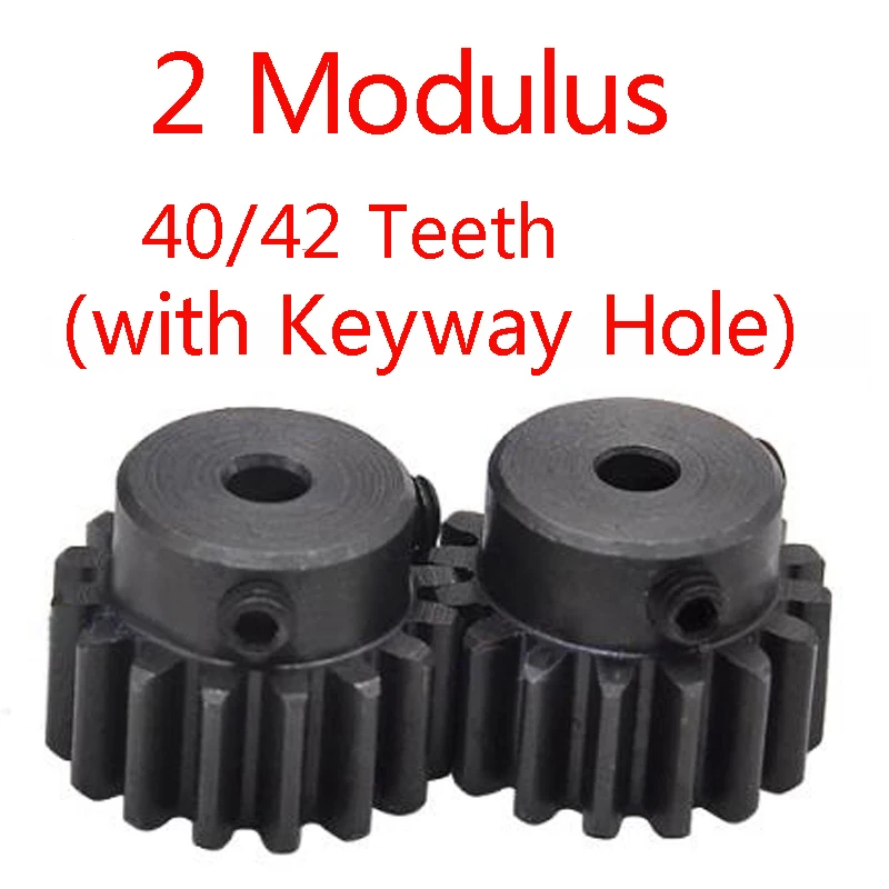 

2 Modulus 40/42 Teeth Carbon Steel Spur Gear Pinion Motor Boss Gears with Keyway Hole 5x2.3 8x3.3 6x2.8