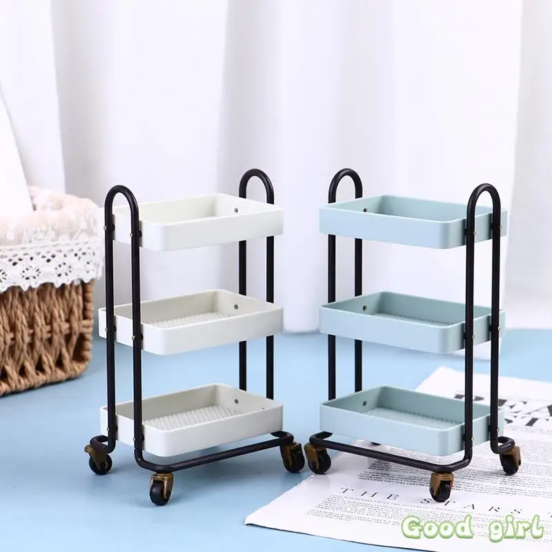 

1/6 Dollhouse Miniature Furniture Storage Display Rack With Wheels Storage Shelf Bookshelf Dollhouse Furniture Accessories