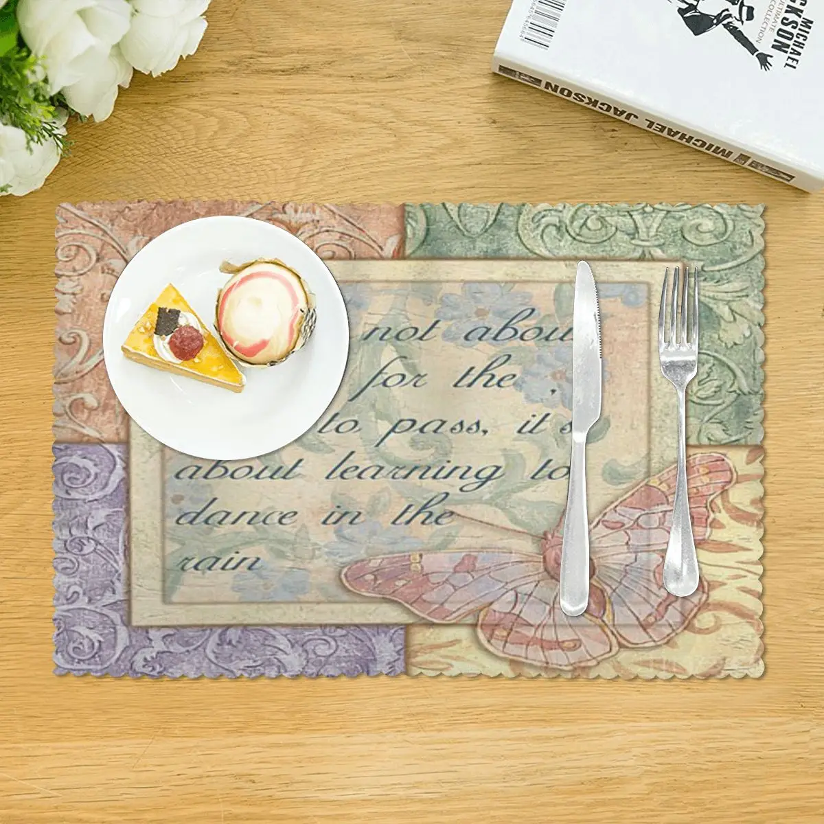 Подсказка на весеннюю бабочку 2 Debbie Dewitt, коврик для обеденной тарелки, четыре листа, посуда, кухонные декоративные подставки