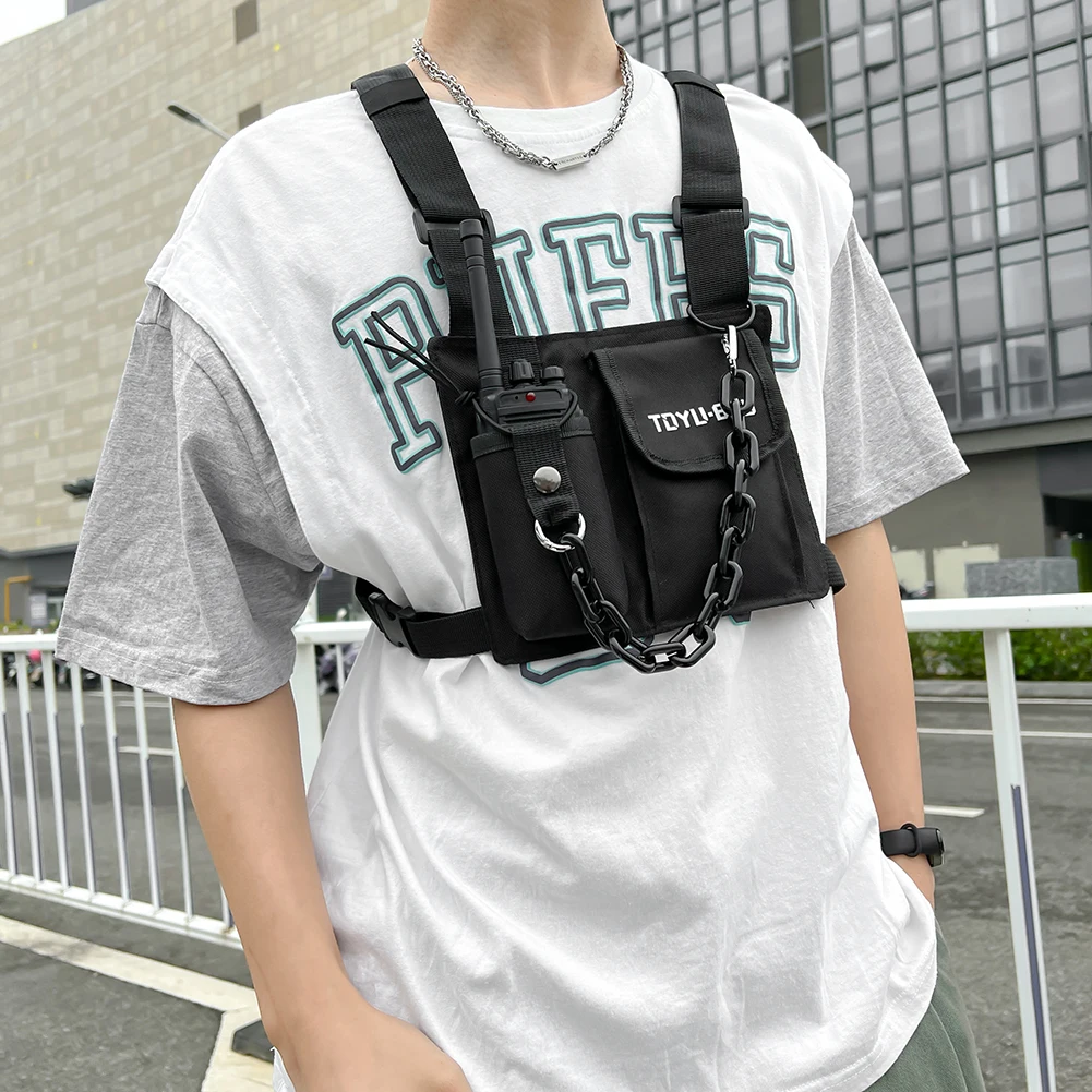 

Функциональная нагрудная сумка в стиле хип-хоп для мужчин и женщин, уличный жилет с регулируемыми карманами, уличная одежда