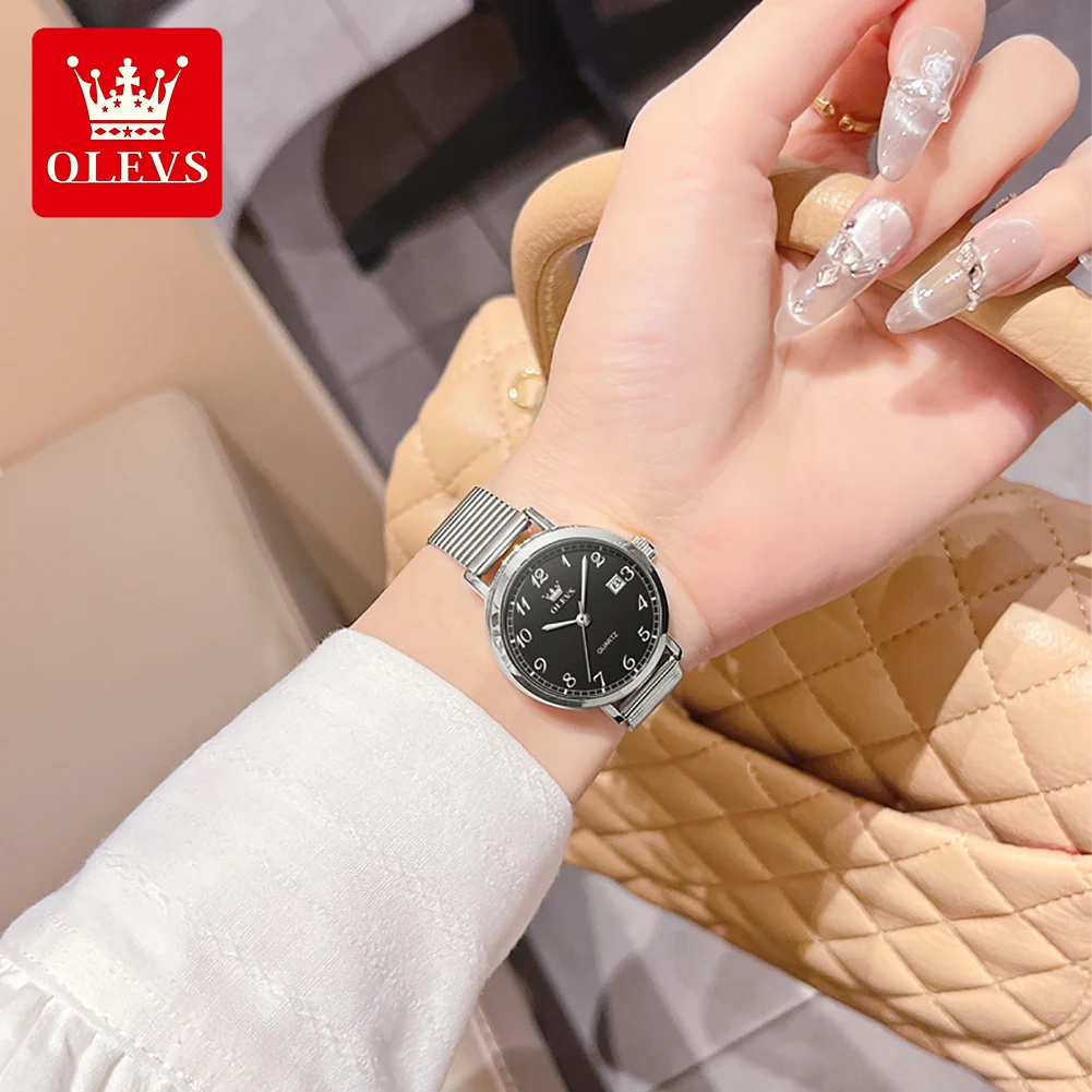 Фото Женские часы OLEVS 7130 Elegance с кварцевым механизмом, одинарным календарем, из нержавеющей стали, водонепроницаемые до 30 м. №4