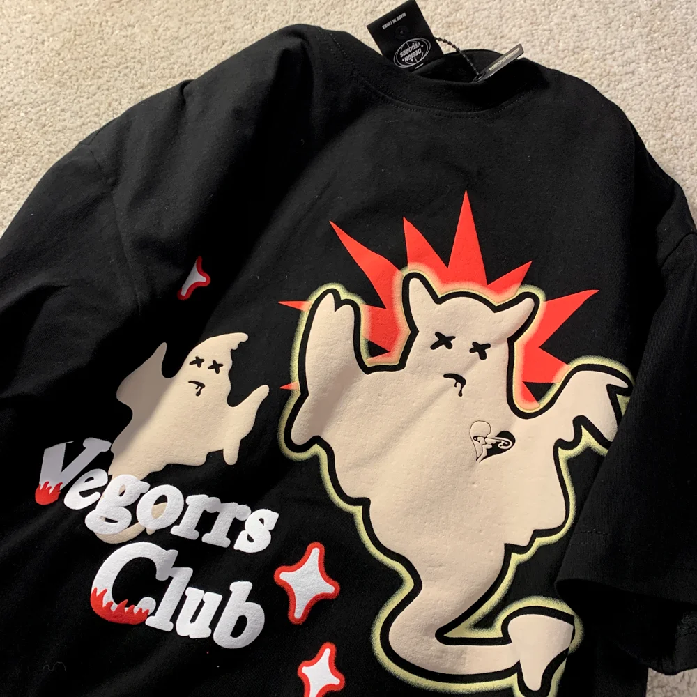 

Американская мультяшная забавная хлопковая Футболка с привидениями с коротким рукавом для мужчин и женщин свободное платье для пары одежда с коротким рукавом Футболка оверсайз