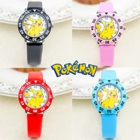 pikachu kids watch pokemon leather quartz wristwatches clock boys girls watches pikachu action figure toy christmas gifts