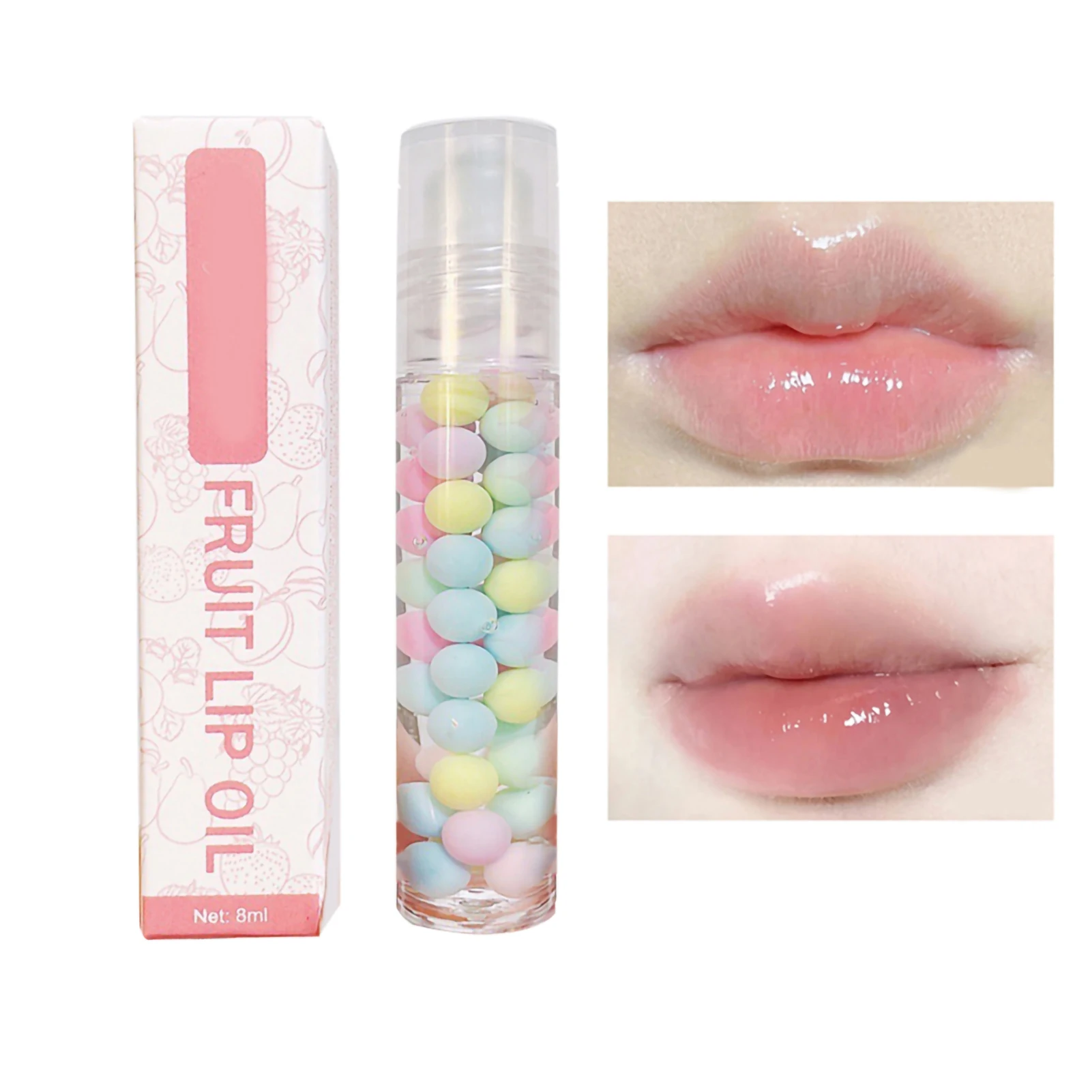 

Hydrating Roll on Fruit Serum Lip Balm Lip Oil Transparent Moisturizing Lip Gloss Lipstick