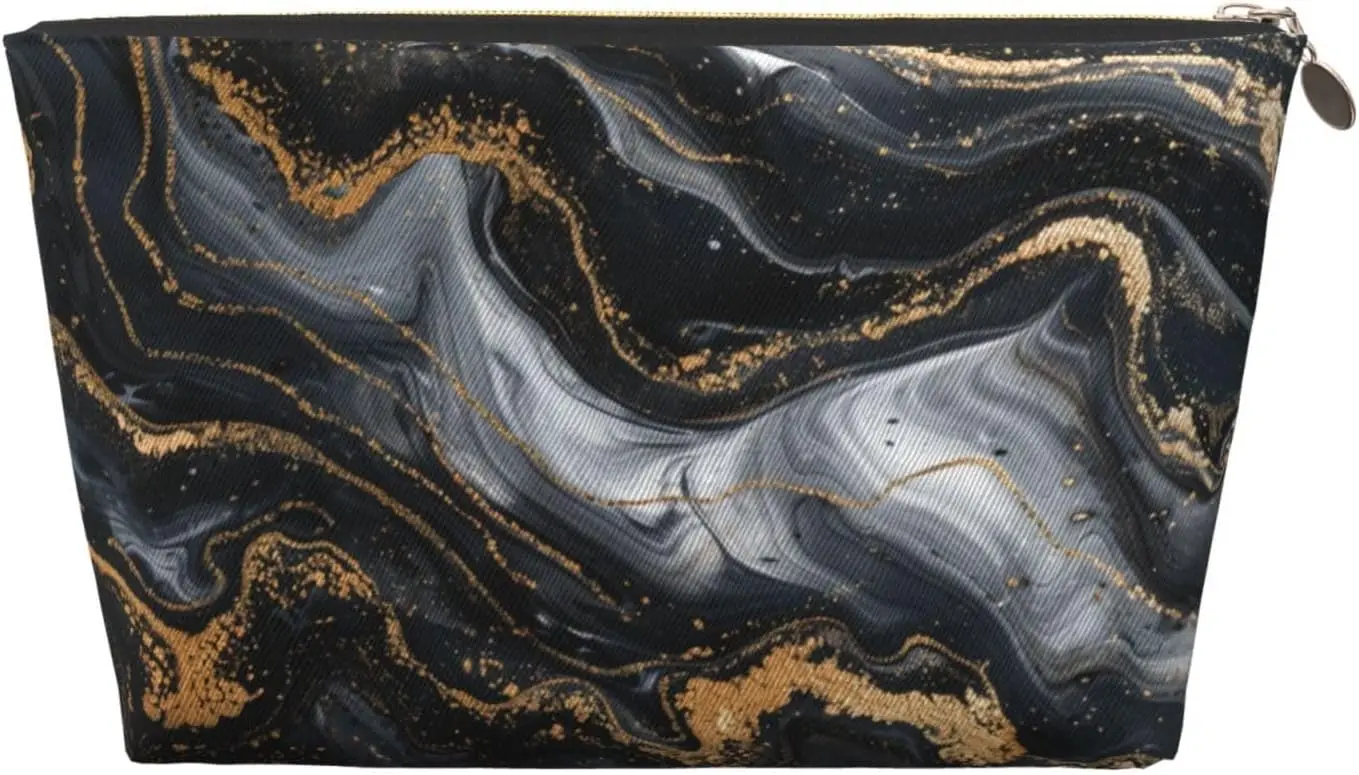 Косметичка из мрамора черного золота абстрактная косметичка дорожный