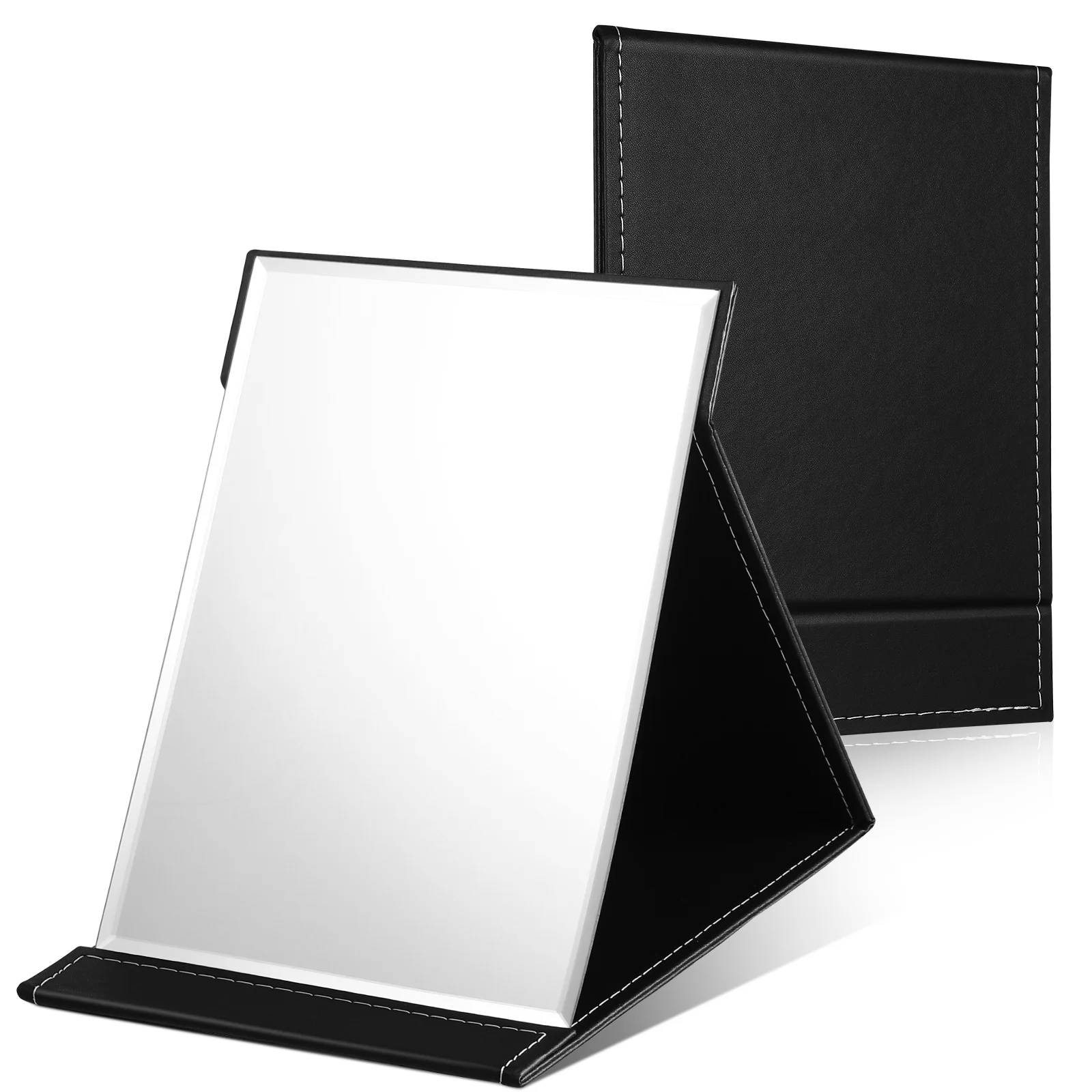 

Mirror Makeup Vanity Foldingtravel Mirrors Desktop Compact Personal Stand Smallpocket Foldable Portablehandheld Tabletop Desk Pu
