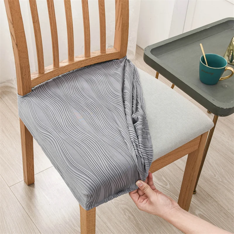 Жаккардовые чехлы на сиденья для обеденных стульев с рябью эластичный чехол стул
