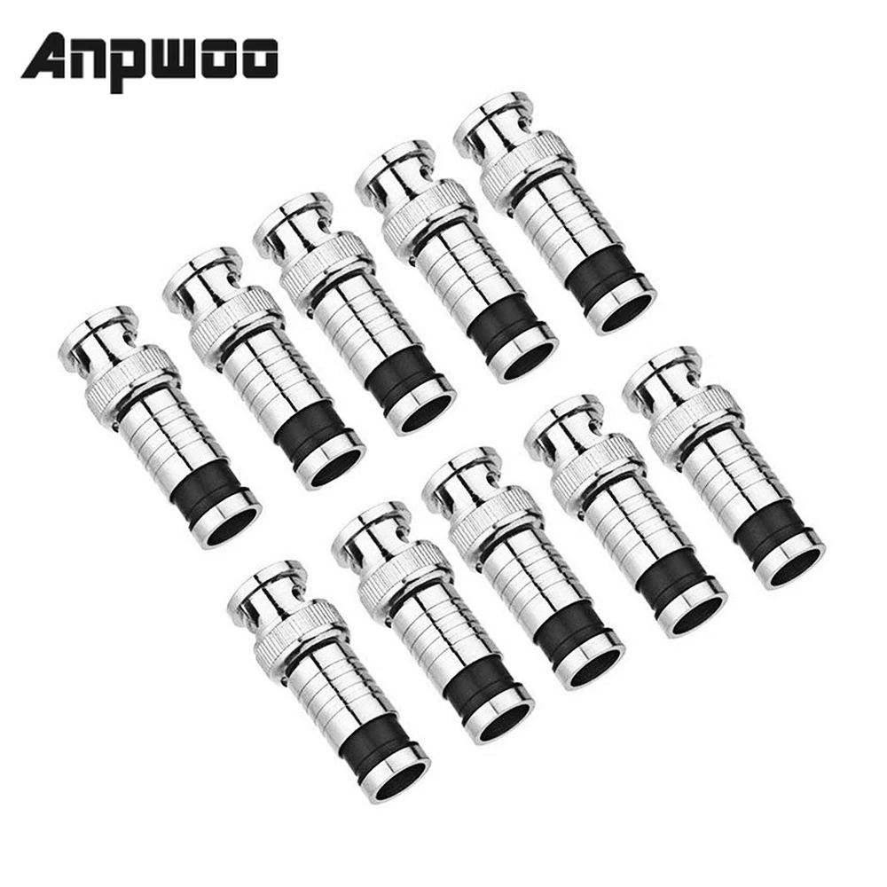 

ANPWOO 10PCS/lot security system BNC Connector Compression Connector Jack for Coaxial RG59 Cable CCTV Camera Accessories