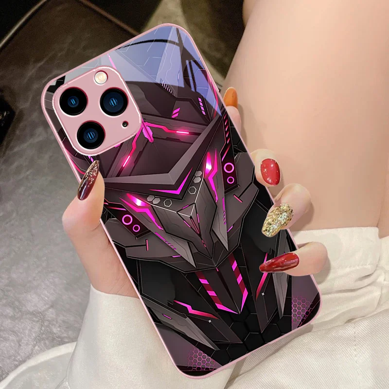 Механическая Броня розово-фиолетовый для IPhone 16 Pro Max 15 14 13 12 Mini 11 XS XR 7 8 Plus SE 2022 чехол