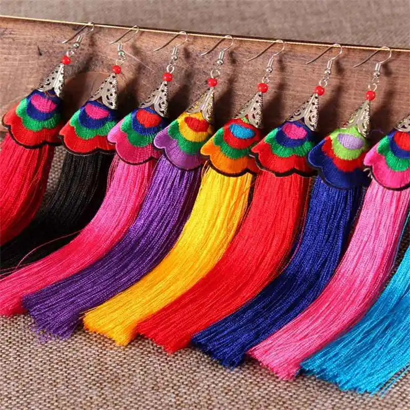 

Ethnic Style Earrings Tassel Earrings Embroidered Ethnic Retro Long