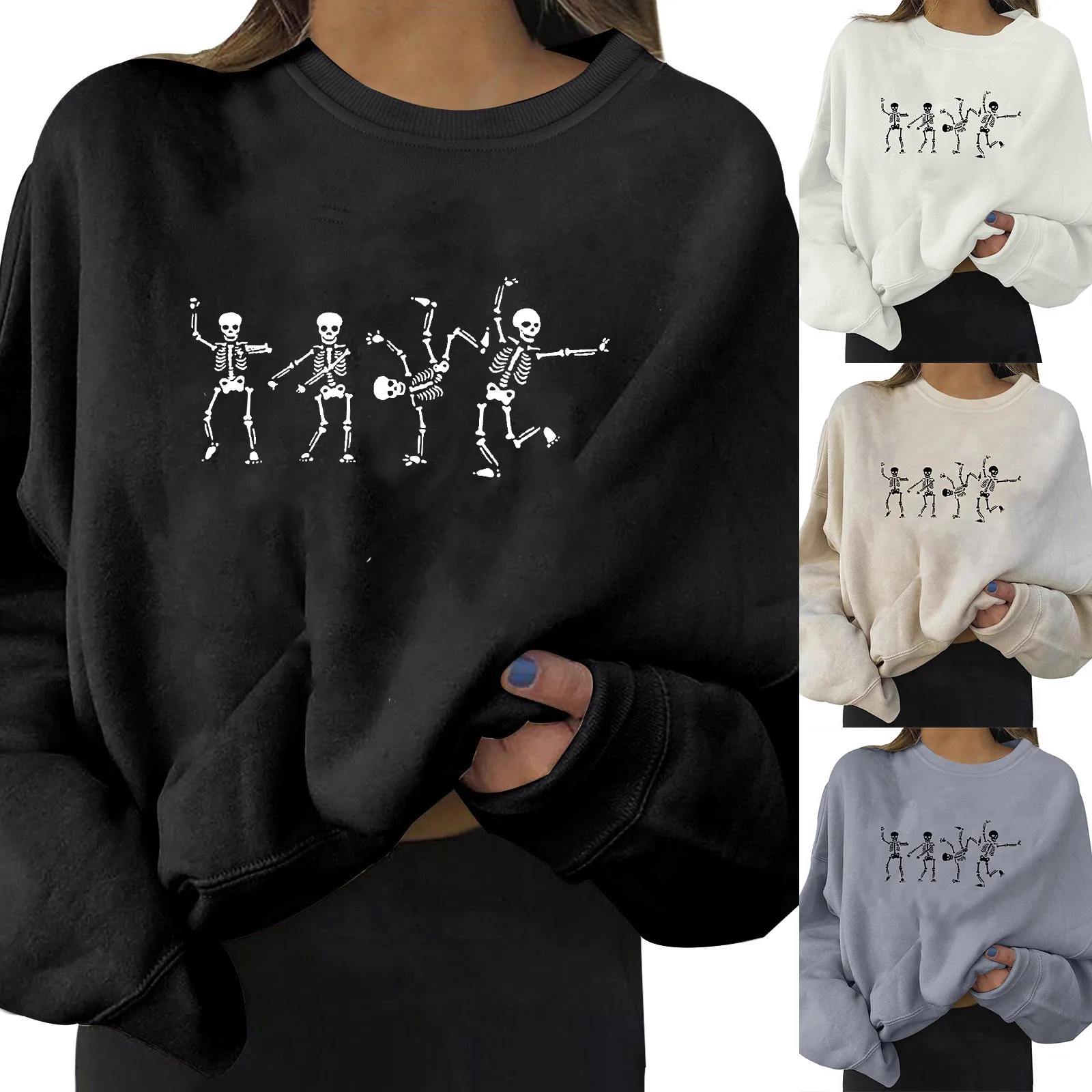 

Womens Daily Print Sweatshirt Long Pullover Letter Print O Neck Printing Long Sleeve Women's Skateboard Womens Long Sleeved Tops