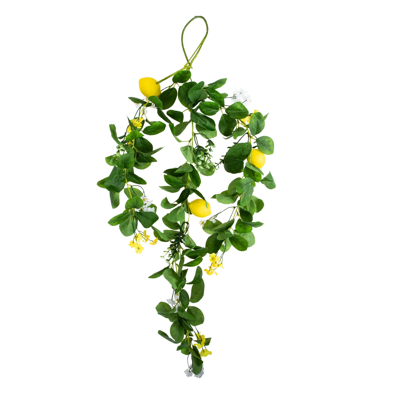 

Lemon Wreath Artificial Wall Garland Floral Vines Door Fake Flower Decor Greenery Hanging Spring Flowers Leaf Fruit Teardrop