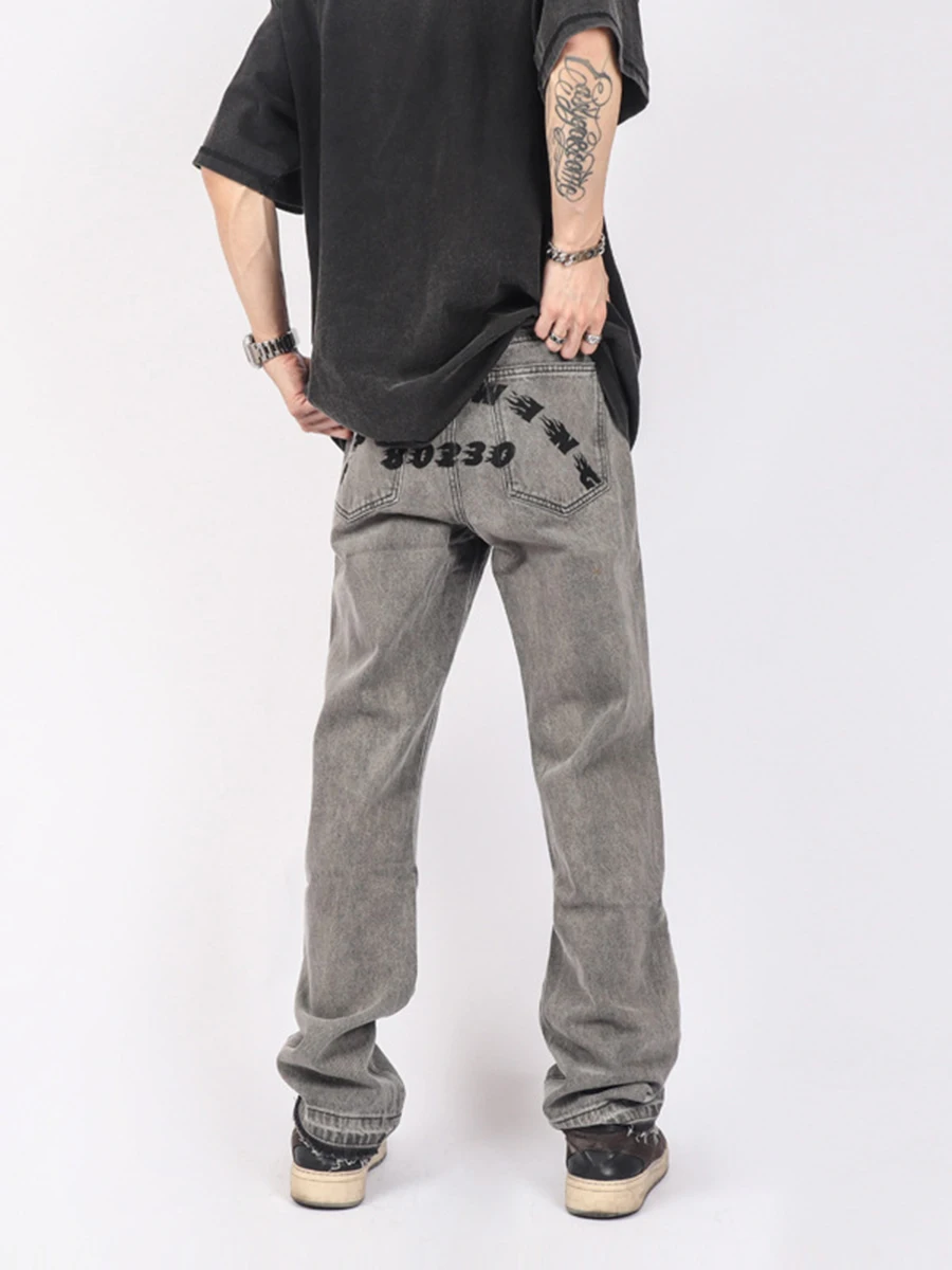 Four Seasons Jeans Unisex Print Hip Hop Loose Straight Trousers Fashion Streetwear Ins Hot Selling Men's Jeans Y2k Clothes Denim