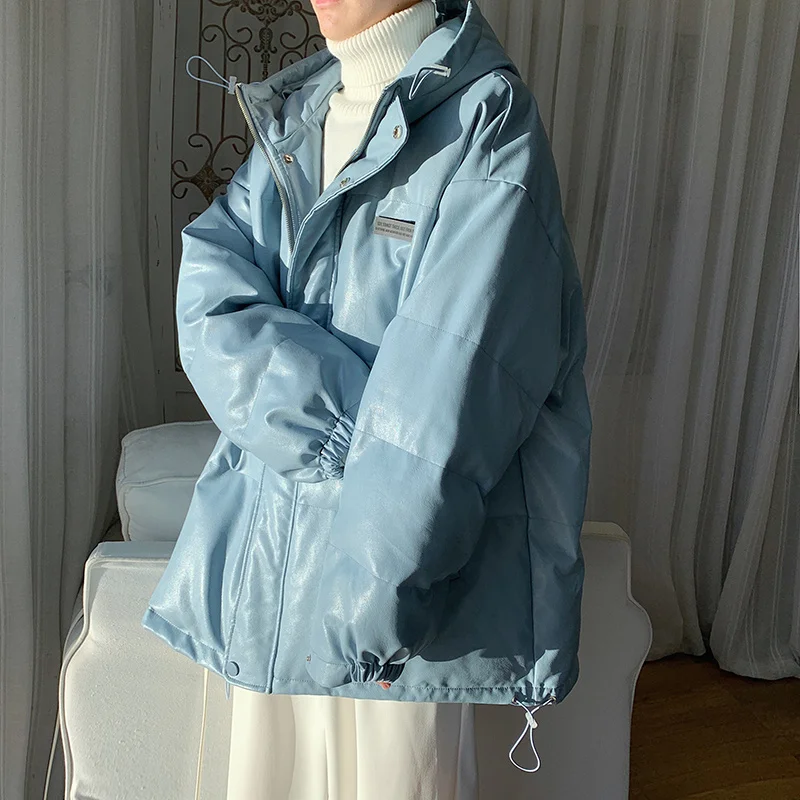 Winter Thickened Leather Jacket Men Warm Fashion Casual Hooded Leather Coat Men Streetwear Korean Loose Short Coat Mens Parker