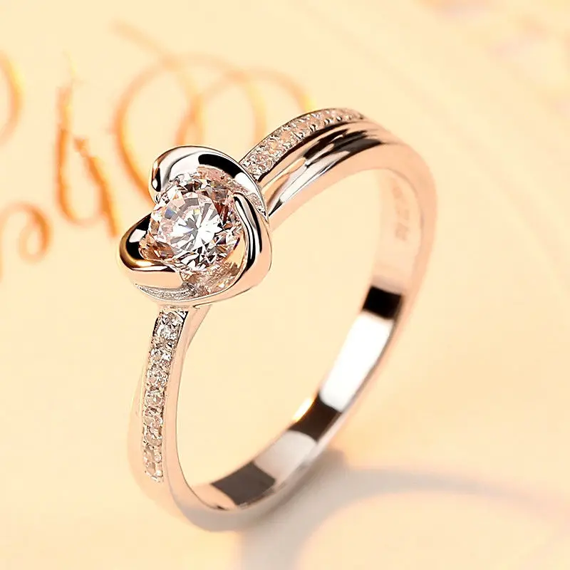 

Disney 1Carat Simulation Diamond Ring White Gold Plated925Ring Genuine Female Proposal Ring Couple Rings