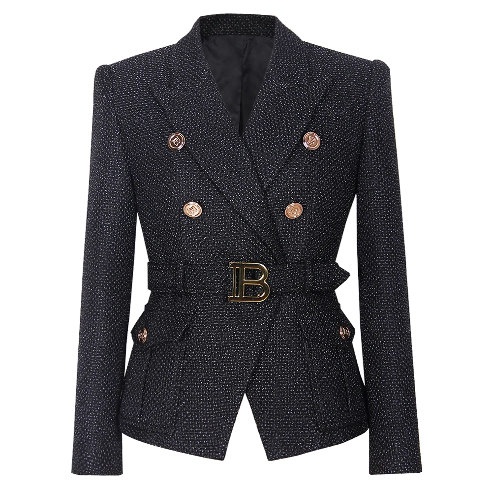 Autumn And Winter 2022 New High-end Fashion Small Suit B Short Bright Silk Tweed High-quality Jacket S-XXXL