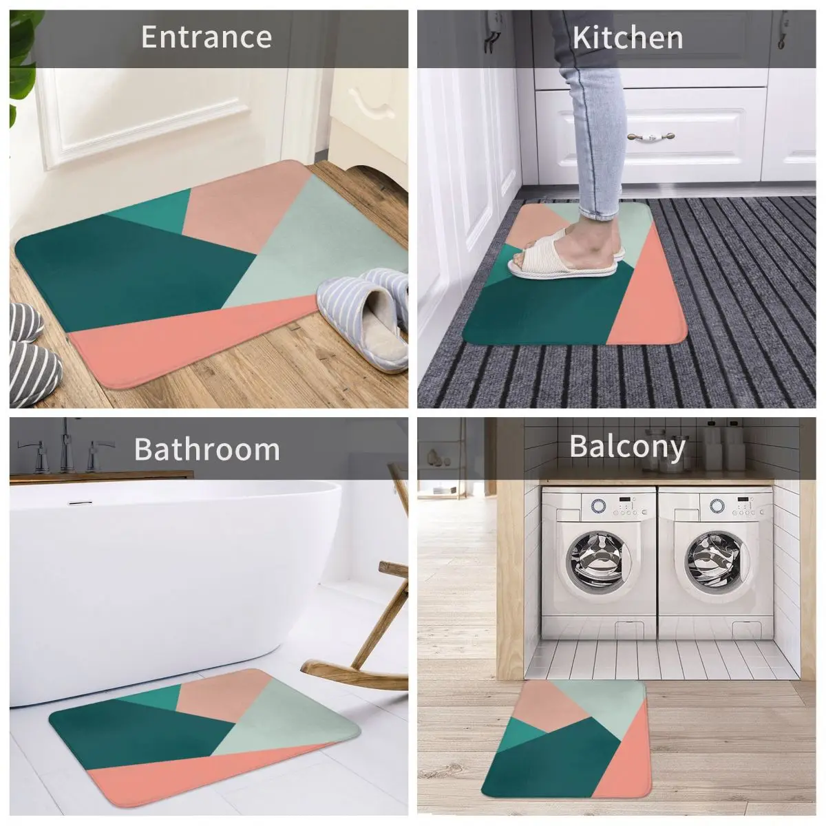 

Door Mat Elegant Geometric Pattern Decor 3D Rug Carpet Bathmat Nonslip Entrance Living Room Home Kitchen Water Oil Proof Bedroom