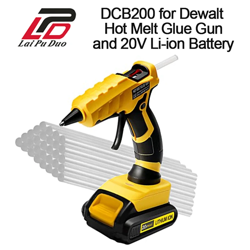 

Термоклеевой пистолет DCB200 для Dewalt 18/20 в, беспроводной, с литий-ионной батареей 2 а 20 в, 30 шт. клеевых пистолетов, электроинструмент