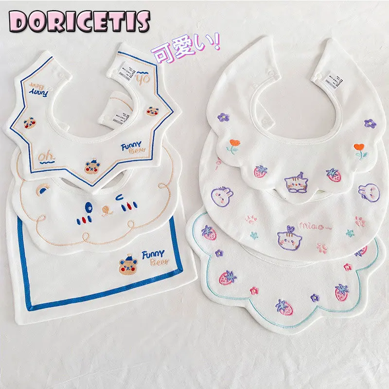 

Слюнявчики для новорожденных, мягкий хлопковый комплект из трех предметов, милый мультяшный рисунок, с принтом грязной слюны, полотенце для...