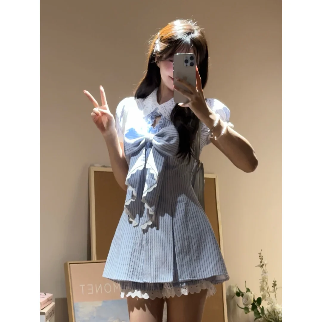 Корейское летнее платье с V-образным вырезом