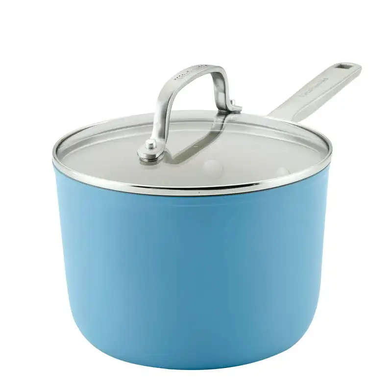 

Anodized Ceramic Nonstick Cookware Sauce Pan, 3-Quart, Blue Velvet