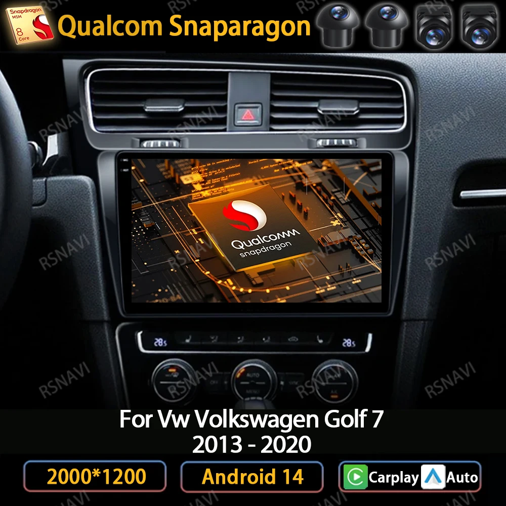 Фото Android 14 для VW Volkswagen Golf 7 MK7 GTI 2011-2023 Автомобильный радиоприемник Мультимедийный видеоплеер Навигация GPS Carplay Auto 4G WIFI BT №1