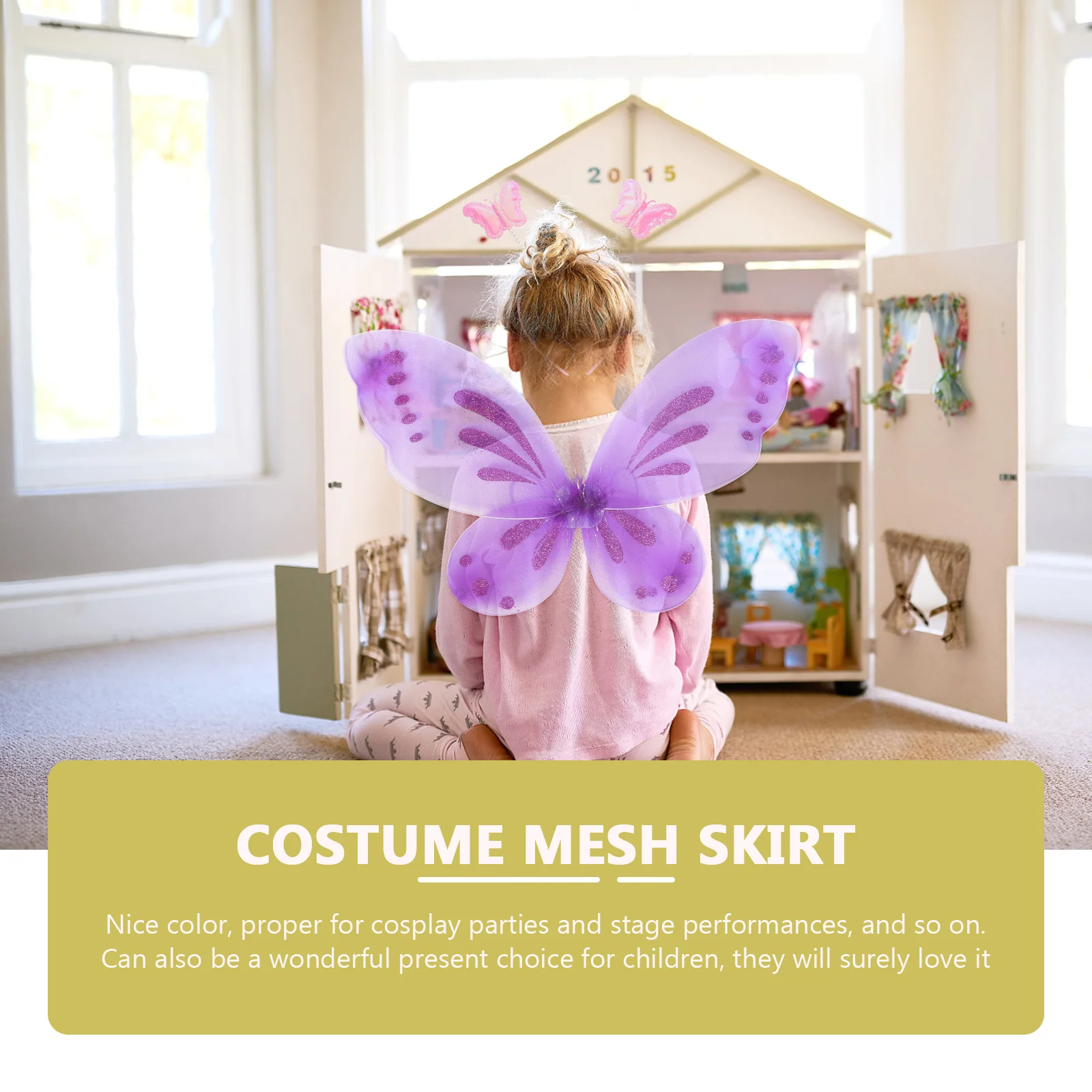 2 шт. розовое платье с крыльями бабочки и для девочек подвижное детское