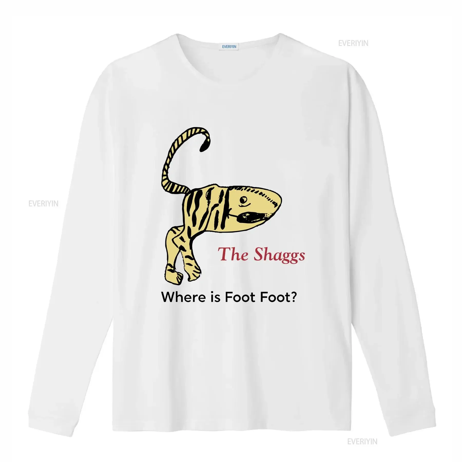 Фото Футболка The Shaggs Where Is Foot, все размеры от S до 5XL, LL776, винтажная, с эффектом потертости, универсальный топ для повседневной носки, стильная мужская модель, слегка свободного кроя. №2