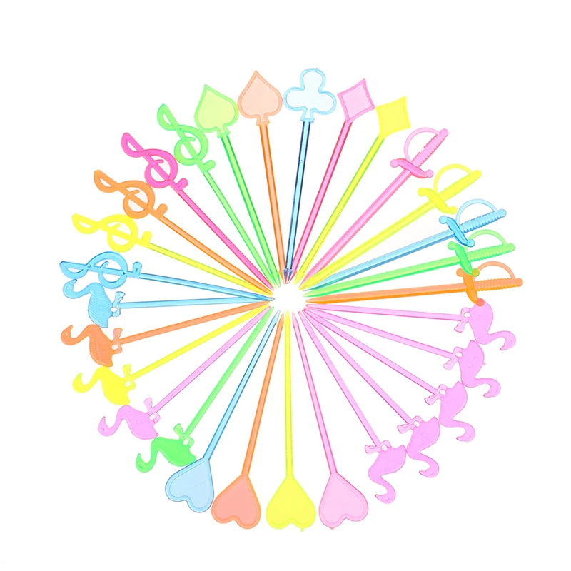 

50Pcs Fruit Stick Plastic Fork Pastry Fork Reusable Fruit Needle Forks Stick Food Picks Heart Arrow Dessert Kitchen Accessories