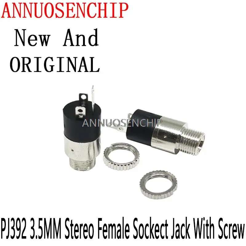 

10PCS Stereo Female Sockect Jack With Screw 3.5 Audio Headphone Connector PJ-392 Cylindrical Socket PJ392 3.5MM