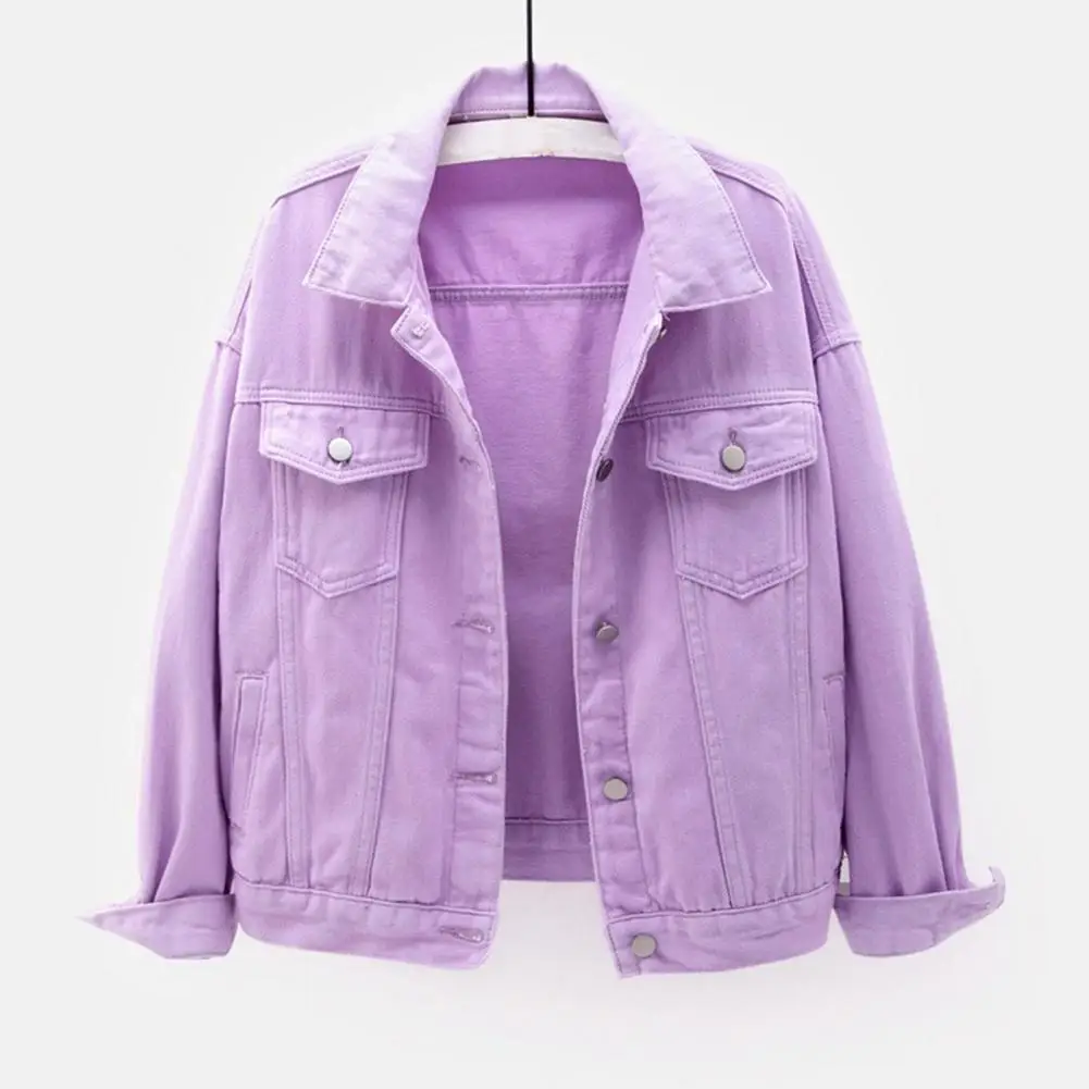 

Lady Jacket Flap Pockets Streetwear Candy Colors Firm Stitching Women Coat Lady Jacket Jacket for Daily Wear