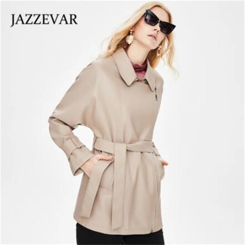 Autumn leather jacket womens clothes new British style retro classic design mid-length PU coats куртка весенняя женская пальто
