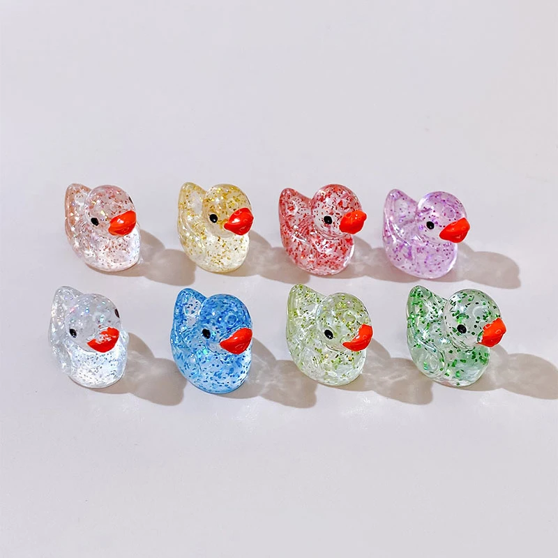 50Pcs Mixed Colors Luminous Mini Ducks Micro Landscape Figure Ornament DIY Glowing Statue Potted Garden Decoration