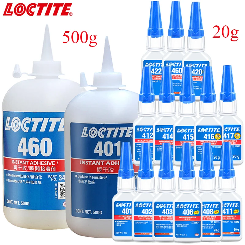 Super Glue 401 pegamento de reparación instantáneo, autoadhesivo Loctite 403, 406, 408, 411, 414, 415, 416, para Metal, plástico, goma, 20ml