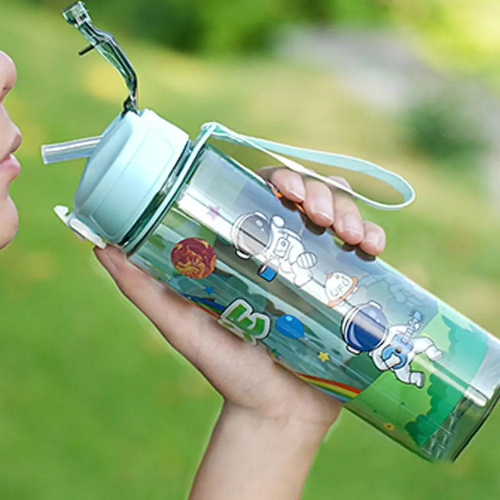 Детская соломенная чашка мультяшный астронавт для воды похлопывающая крышка