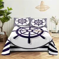 simple style rudder 0 91 21 51 82 0m bedding digital printing polyester bed flat sheet with pillowcase print bedding set