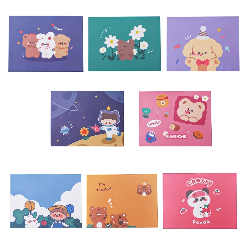 

Cute Cartoon Thank You Card Folding Envelope Greeting Card Lovely Letter Writing Paper Invitation Card Birthday Wishes Postcard