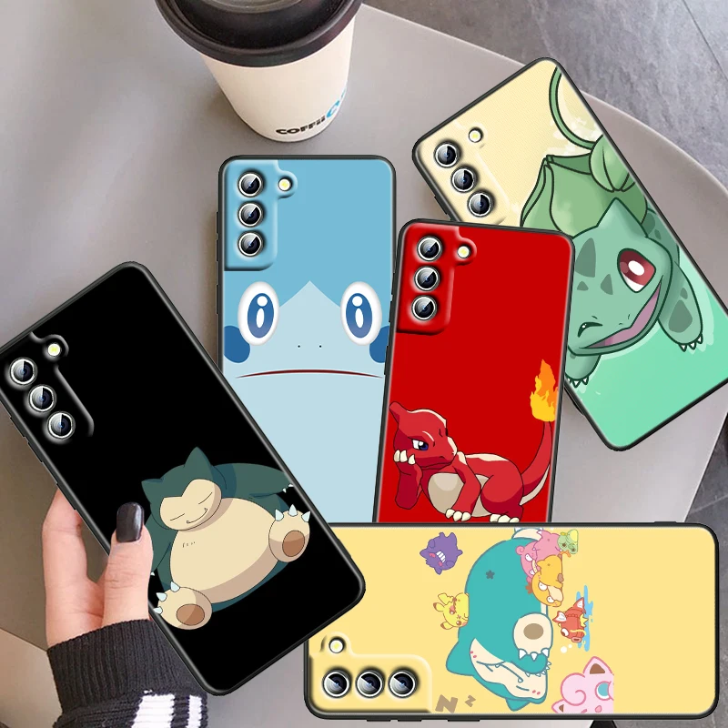 

Cute Cartoon Pokémon Art For Samsung Galaxy S22 S21 S20 FE S10 5G S10E S9 S8 Plus Ultra Pro Lite S7 Edge Soft Black Phone Case
