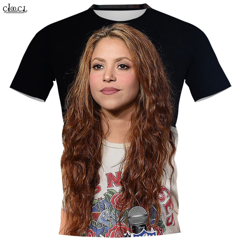 Унисекс футболка CLOOCL Pop Singer Shakira с 3D принтом, Повседневная футболка с коротким рукавом и круглым вырезом в стиле Харадзюку (art.: 3920bb8a5208d) - 3920bb8a5208d