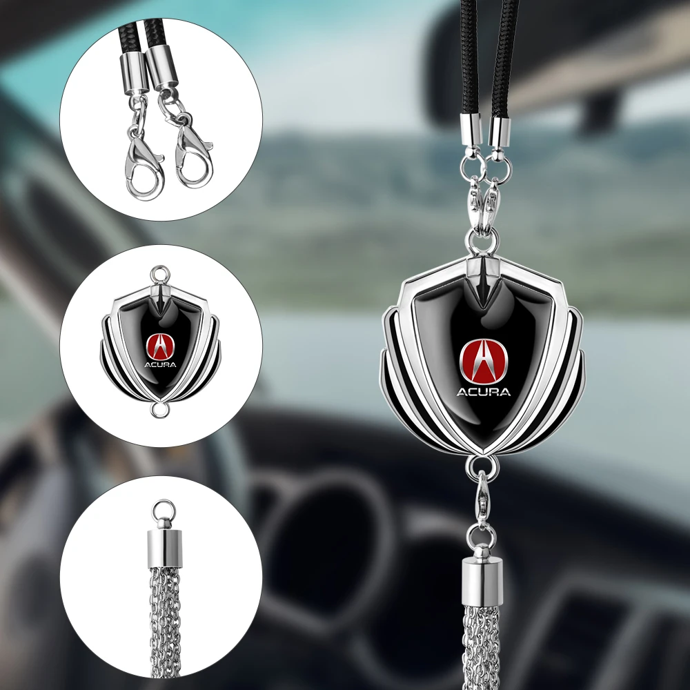 

3D Metal Car Badge Rear View Mirror Pendant Hanging Ornaments Auto Accessories For Acura MDX ILX RDX TLX TL RL Integra CDX ZDX
