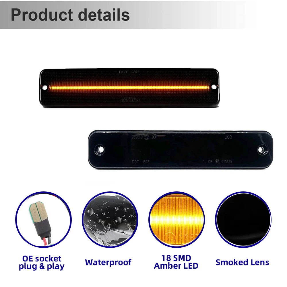 Для Jeep Wrangler YJ 1987-1995 переднее боковое крыло отражатель дымчатые линзы