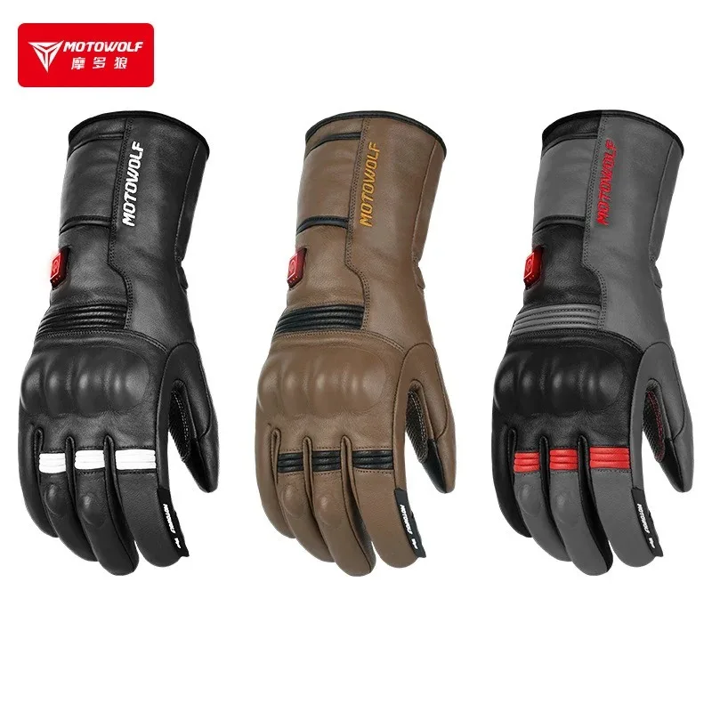 

Motowolf мотоциклетные теплые перчатки с подогревом для сенсорных экранов зимние мотоциклетные кожаные перчатки с подогревом теплые водонепроницаемые