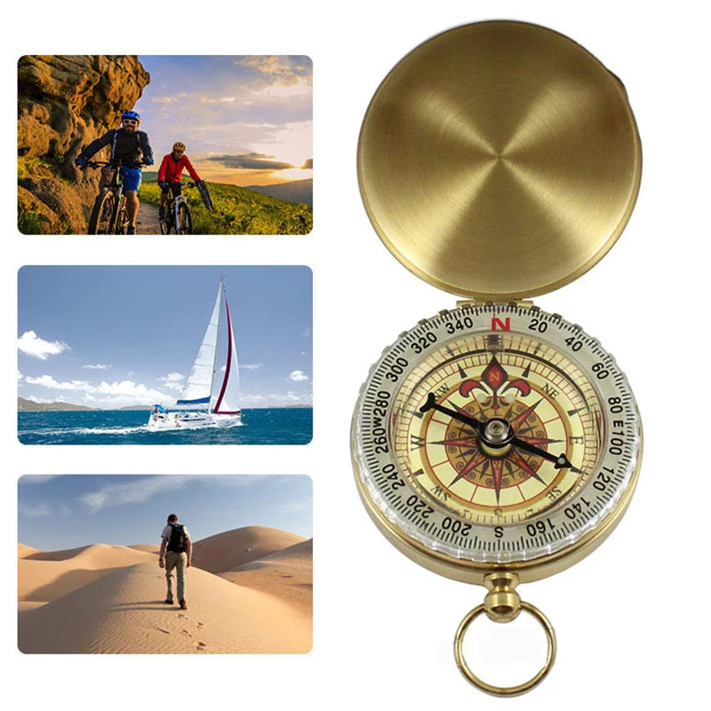 Высококачественный походный Карманный латунный Золотой Компас Портативный