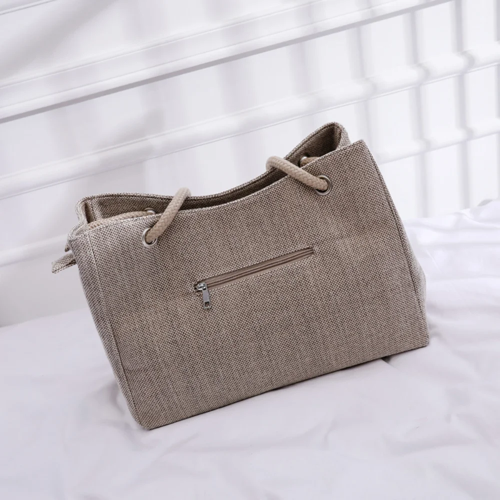 Vegan Canvas Tote Bags Women Simple Versatile Handbags Large Capacity Fashion Vintage Shopper Bag Summer Beach Shoulder Bag