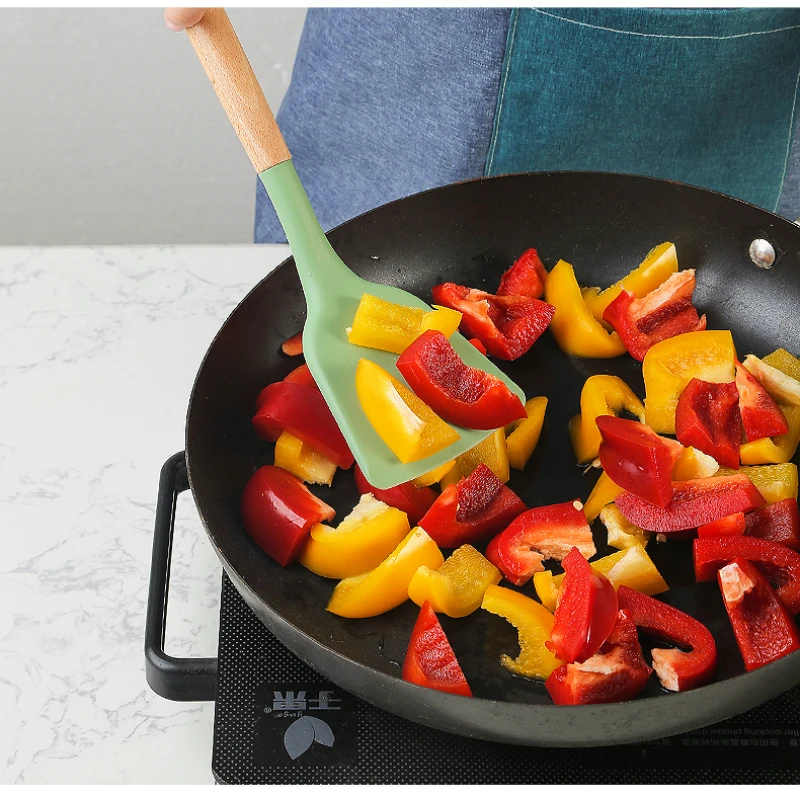 Силиконовая кухонная утварь с деревянной ручкой кухонный инструмент