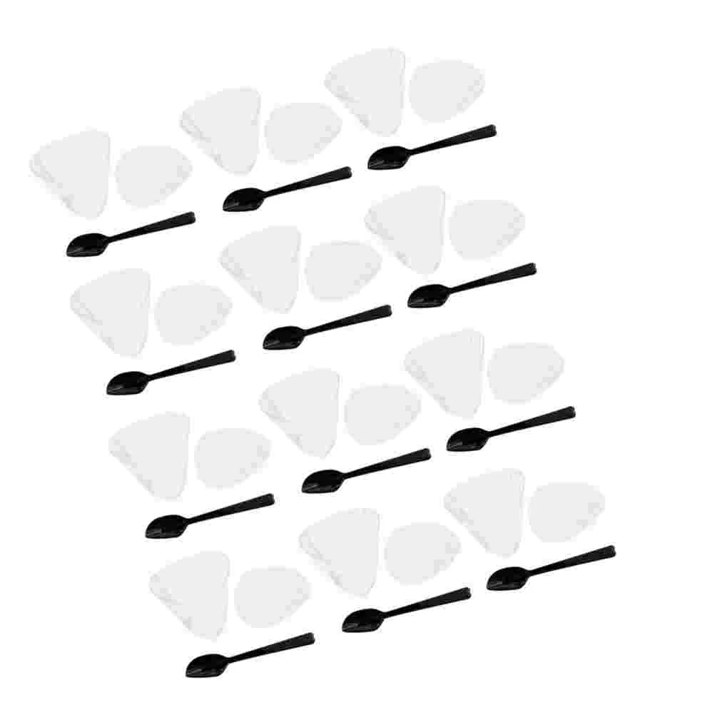 

20sets Triangle Cup Disposable Cups Pudding Yogurt Cup Clear Containers for DIY Sauce Jelly with Lid and Spoon