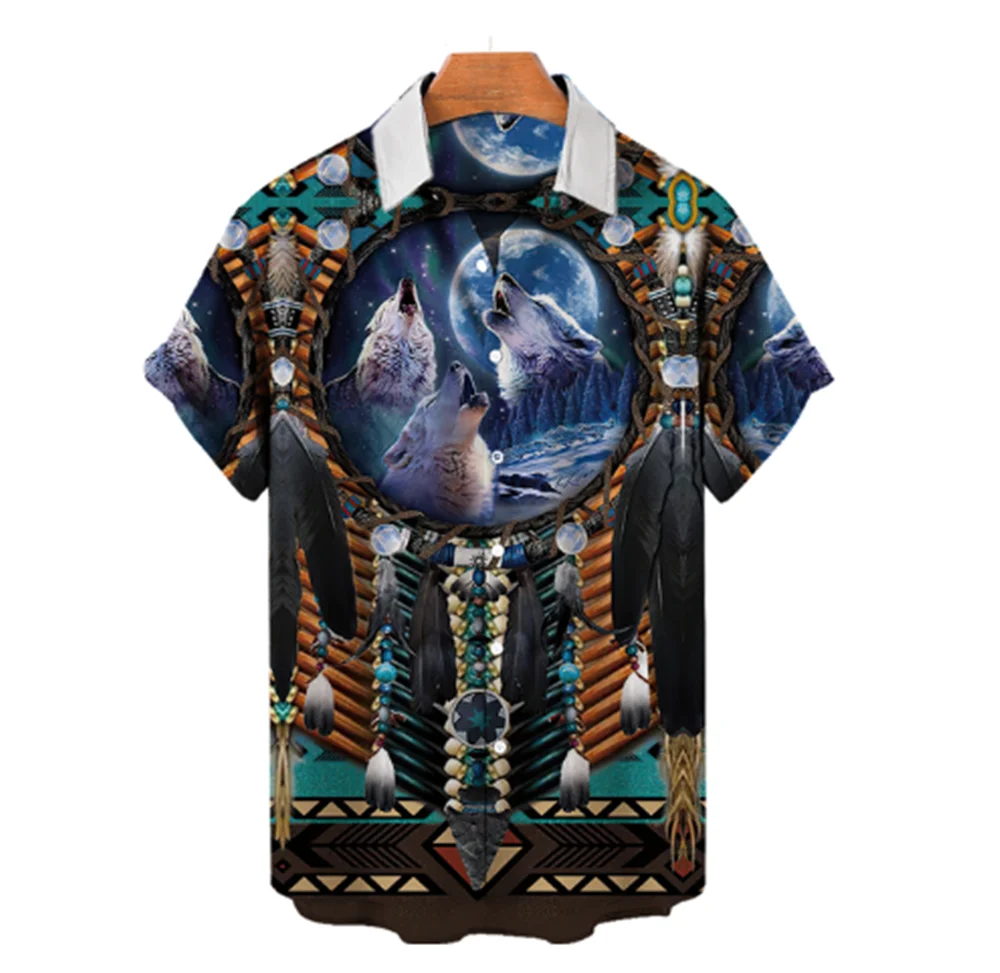

Summer 2022 Unisex Shirt, Hawaii 3D Hunting T-shirt, Lapel, Button, Breathable, Loose, 5XL