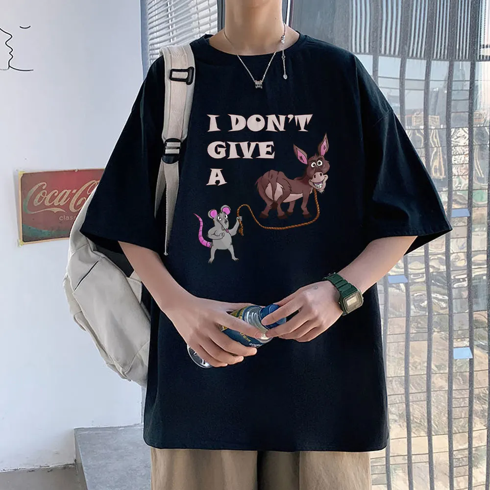 

Funny I Don't Give A Mouse Donkey Graphic Tshirt Male Casual Fitted Soft Anime Manga T Shirt Men Women Loose Oversized T-shirts