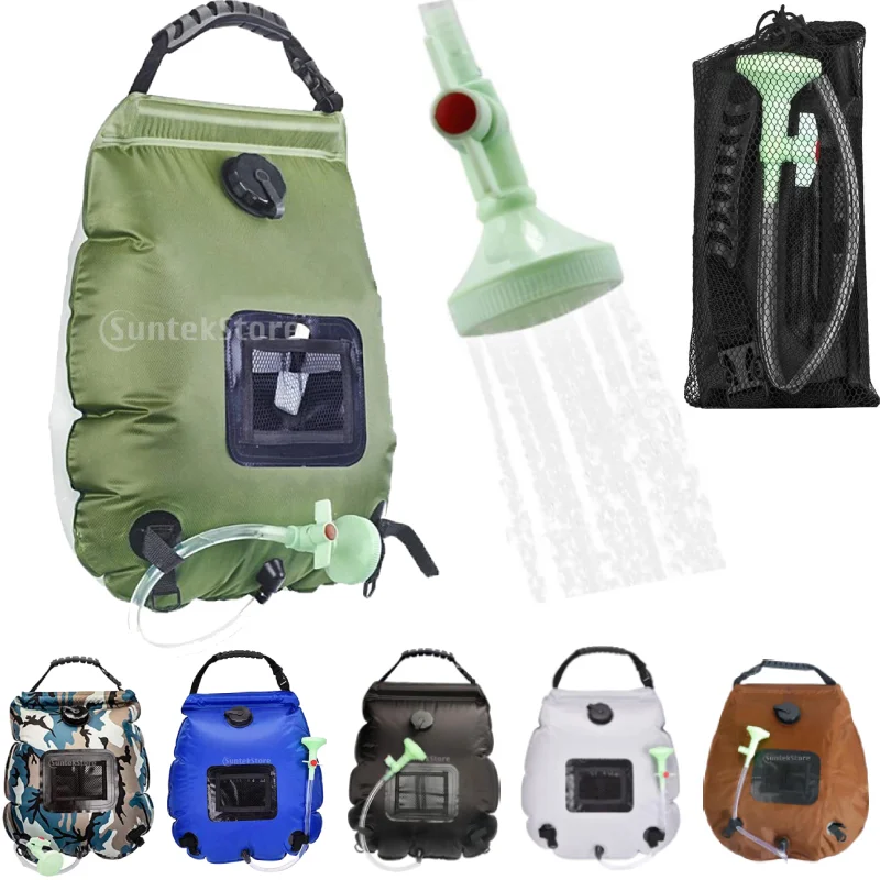 20/40L Solar Heated Shower Bag Outdoor Portable Shower Bathing Bag Traveling Camping Hiking Climbing Body Pet Cleaning Water Bag